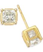 Diamond (1/2 Ct. T.w.) Spiral Bezel Stud Earrings In 14k Yellow Or White Gold