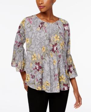 Charter Club Pleated Floral-print Top, Created For Macy's