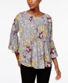 Charter Club Pleated Floral-print Top, Created For Macy's