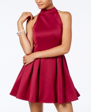 Crystal Doll Juniors' Illusion Scuba Fit & Flare Dress
