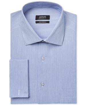 Alfani Performance Blue And White Stripe Dress Shirt, Only At Macy's
