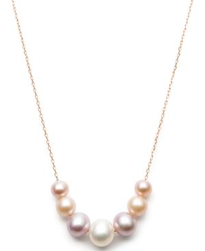 Belle De Mer Multi-cultured Freshwater Pearl Frontal Necklace (6-9-1/2mm) In 14k Rose Gold