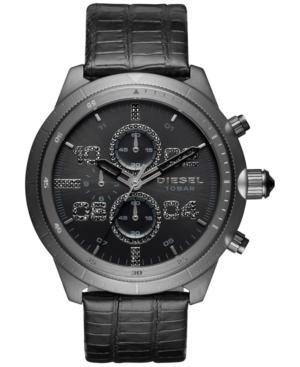 Diesel Men's Black Leather Strap Watch 50x53mm Dz4437