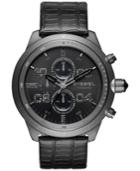 Diesel Men's Black Leather Strap Watch 50x53mm Dz4437