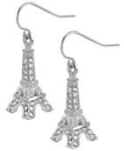 Betsey Johnson Silver-tone Crystal Eiffel Tower Drop Earrings