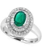 Emerald (3/4 Ct. T.w.) And Diamond (1/2 Ct. T.w.) Ring In 14k White Gold