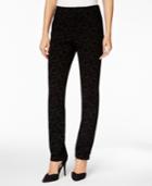 Charter Club Petite Flocked Scroll-pattern Slim-leg Pants, Only At Macy's