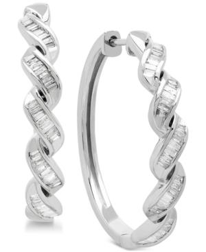 Diamond Baguette Twist Hoop Earrings (1/2 Ct. T.w.) In Sterling Silver