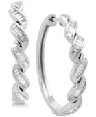 Diamond Baguette Twist Hoop Earrings (1/2 Ct. T.w.) In Sterling Silver
