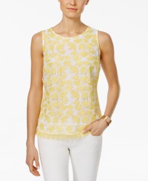 Charter Club Floral-lace Shell, Only At Macy's