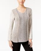 Style & Co Marled Colorblocked Sweater, Only At Macy's