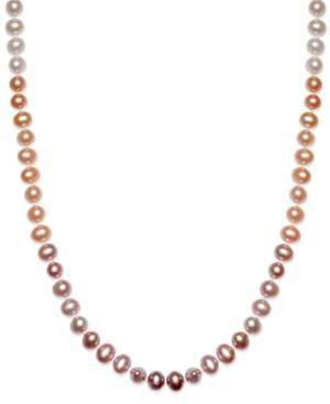 Multi-colored Cultured Freshwater Pearl Necklace In Sterling Silver (7mm)
