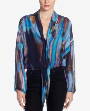 Catherine Malandrino Basil Silk Tie-front Top