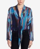 Catherine Malandrino Basil Silk Tie-front Top