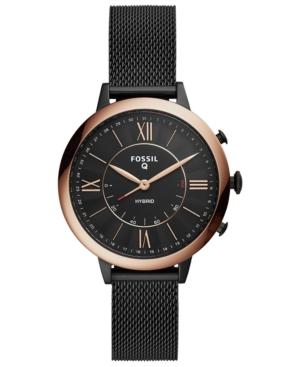 Fossil Q Women's Jacqueline Black Stainless Steel Mesh Bracelet Hybrid Smart Watch 36mm