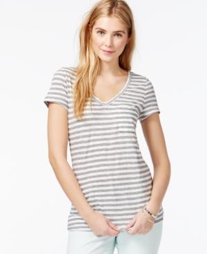 Maison Jules Striped Short-sleeve V-neck T-shirt, Only At Macy's