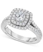 Marchesa Certified Diamond Square Halo Engagement Ring (1-1/4 Ct. T.w.) In 18k White Gold