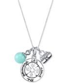Unwritten Compass Charm And Amazonite Bead (8mm) Necklace In Stainless Steel