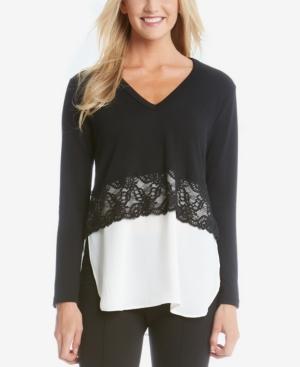 Karen Kane Lace-trim Layered-look Top