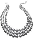 Charter Club Silver-tone Three-row Imitation Gray Pearl Collar Necklace, Only At Macy's