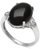 Onyx (10mm) And Diamond (1/10 Ct. T.w.) Ring In Sterling Silver