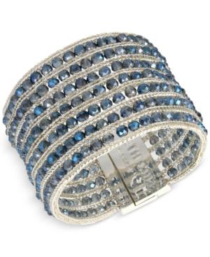 Kenneth Cole New York Silver-tone Blue Crystal Multi-row Bracelet