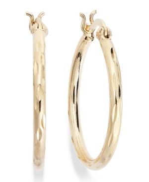 Giani Bernini 24k Gold Over Sterling Silver Earrings, Diamond-cut Hoop Earrings