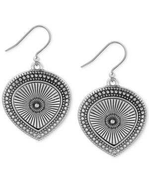 Lucky Brand Silver-tone Patterned Teardrop Drop Earrings
