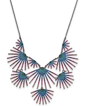 I.n.c. Hematite-tone Crystal Burst Statement Necklace, 18 + 3 Extender, Created For Macy's