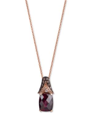 Le Vian Chocolatier Rhodolite Garnet (3-1/8 Ct. T.w.) And Diamond (3/10 Ct. T.w.) Pendant Necklace In 14k Rose Gold