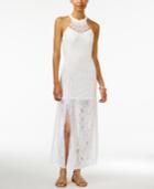 Marilyn Monroe Juniors' Lace Halter Maxi Dress