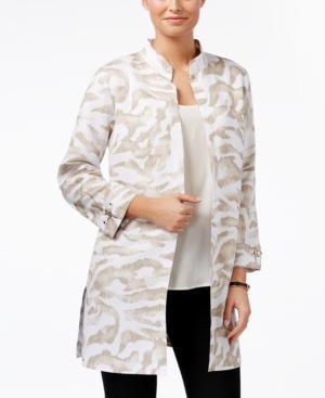 Jm Collection Linen-blend Printed Jacket, Only At Macy's