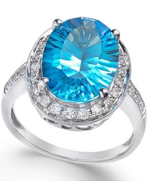 Blue Topaz (6 Ct. T.w.) And Diamond (1/3 Ct. T.w.) Ring In 14k White Gold