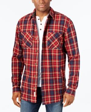 Weatherproof Vintage Men's Big And Tall Twill Plaid Shirt Jacket, Classic Fit