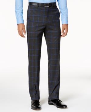 Sean John Men's Slim-fit Charcoal Windowpane Pants