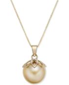 Cultured Golden South Sea Pearl (10mm) 18 Pendant Necklace In 14k Gold