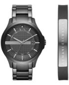 Ax Armani Exchange Men's Hampton Black Stainless Steel Bracelet Watch Gift Set 46mm Ax7101