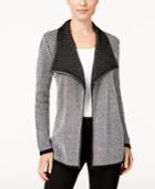 Jm Collection Contrast-trim Open-front Cardigan, Only At Macy's