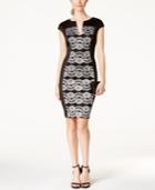Connected Split-neck Lace-inset Sheath Dress