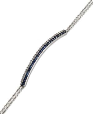 Sterling Silver Bracelet, Blue (5/8 Ct. T.w.) And White Sapphire (5/8 Ct. T.w.) 2 Row Bar Bracelet