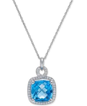 Blue Topaz (8 Ct. T.w.) And Diamond (1/3 Ct. T.w.) Pendant Necklace In 14k White Gold