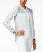 Grace Elements Embroidered-yoke Tencel Shirt