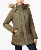 American Rag Juniors' Faux-fur Hooded Mixed Media Parka, Only At Macy's