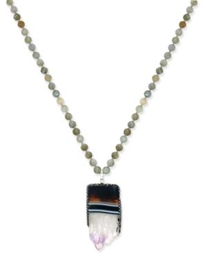 Paul & Pitu Naturally Silver-tone Long Semi-precious Pendant Necklace