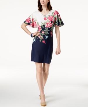Charter Club Printed Flutter-sleeve Dress, Created For Macy's