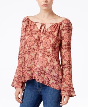 Sanctuary Lyric Printed Off-the-shoulder Peasant Top