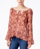 Sanctuary Lyric Printed Off-the-shoulder Peasant Top
