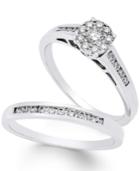 Diamond Cluster Channel-set Bridal Set (1 Ct. T.w.) In 14k White Gold
