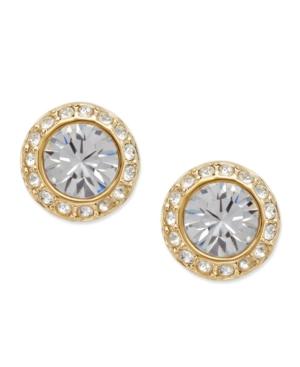 Swarovski Earrings, Gold-tone Crystal Circle Stud