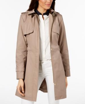 Cole Haan Petite Hooded Belted Trench Coat